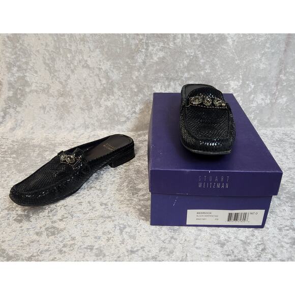 Stuart Weitzman Bedrock Black Serpentine Flats-Size 7N - Picture 9 of 10
